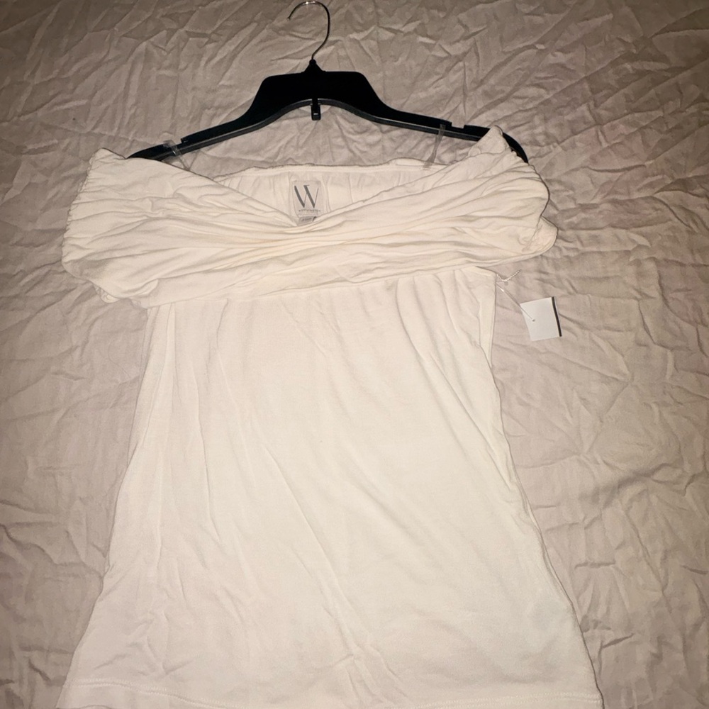 Worthington Off-Shoulder Cream Blouse